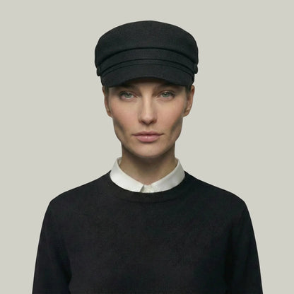 Béret Gavroche Femme Noir Uni Bandeau Texturé Maison Shelby