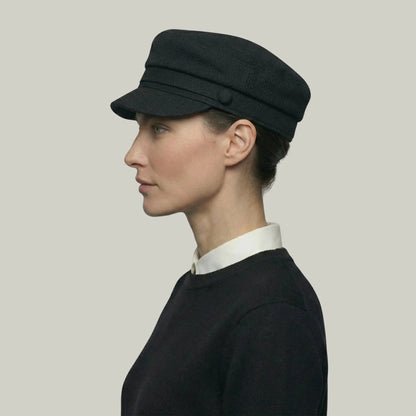 Béret Gavroche Femme Noir Uni Bandeau Texturé Maison Shelby