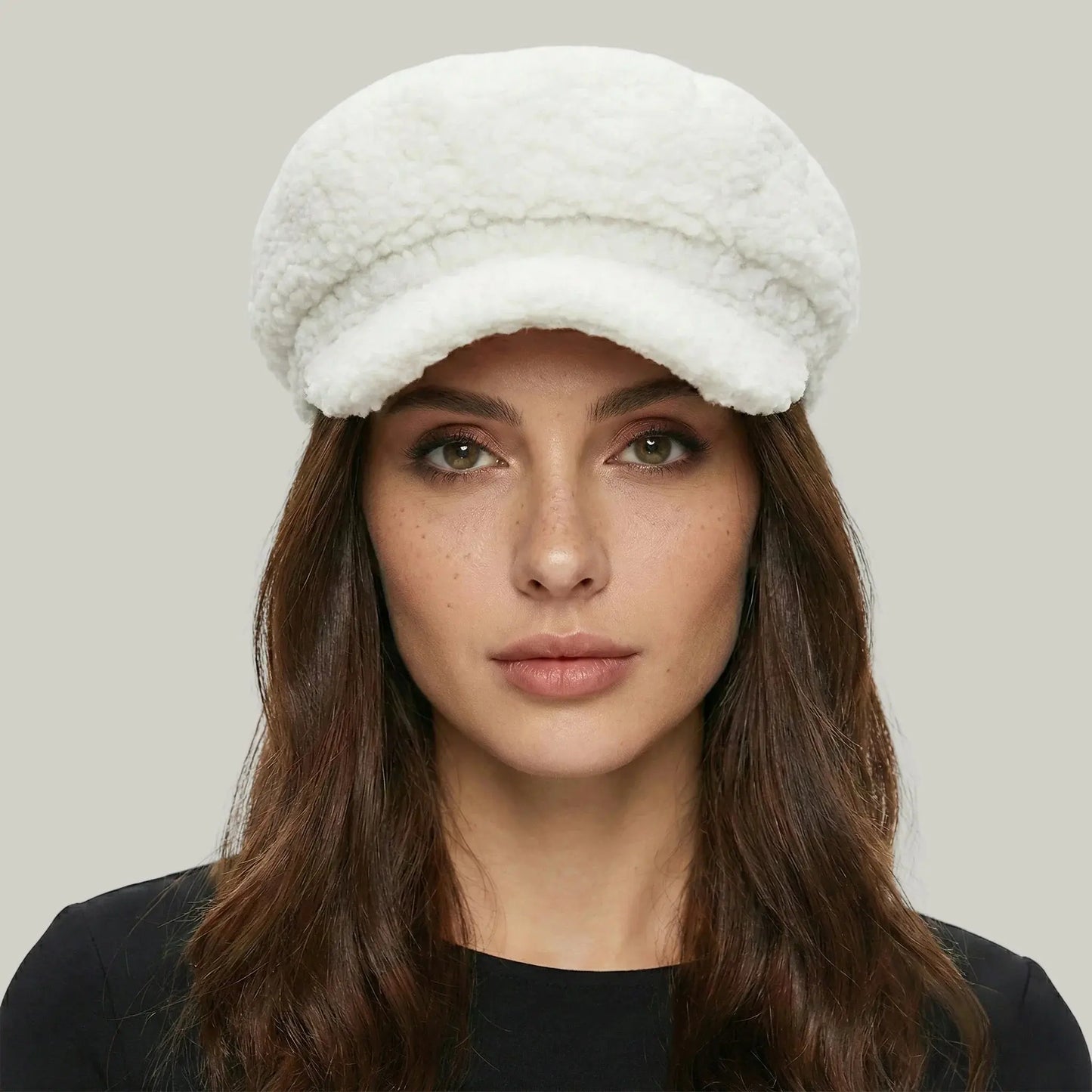 Béret Gavroche Femme Sherpa Blanc Crème Moelleux Maison Shelby