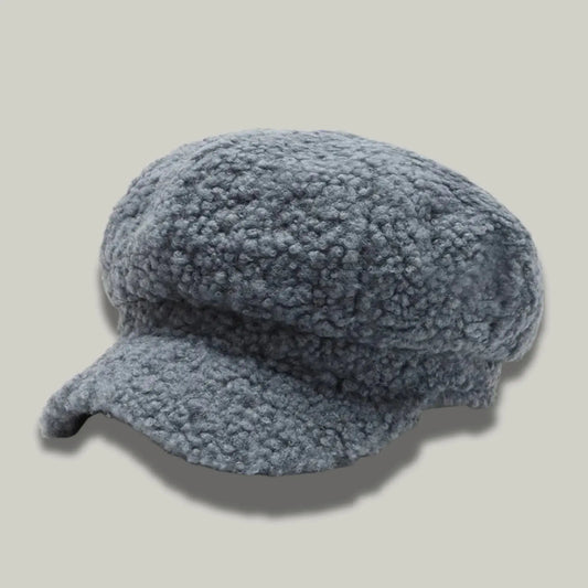 Béret Gavroche Femme Sherpa Gris Ardoise Moelleux Maison Shelby