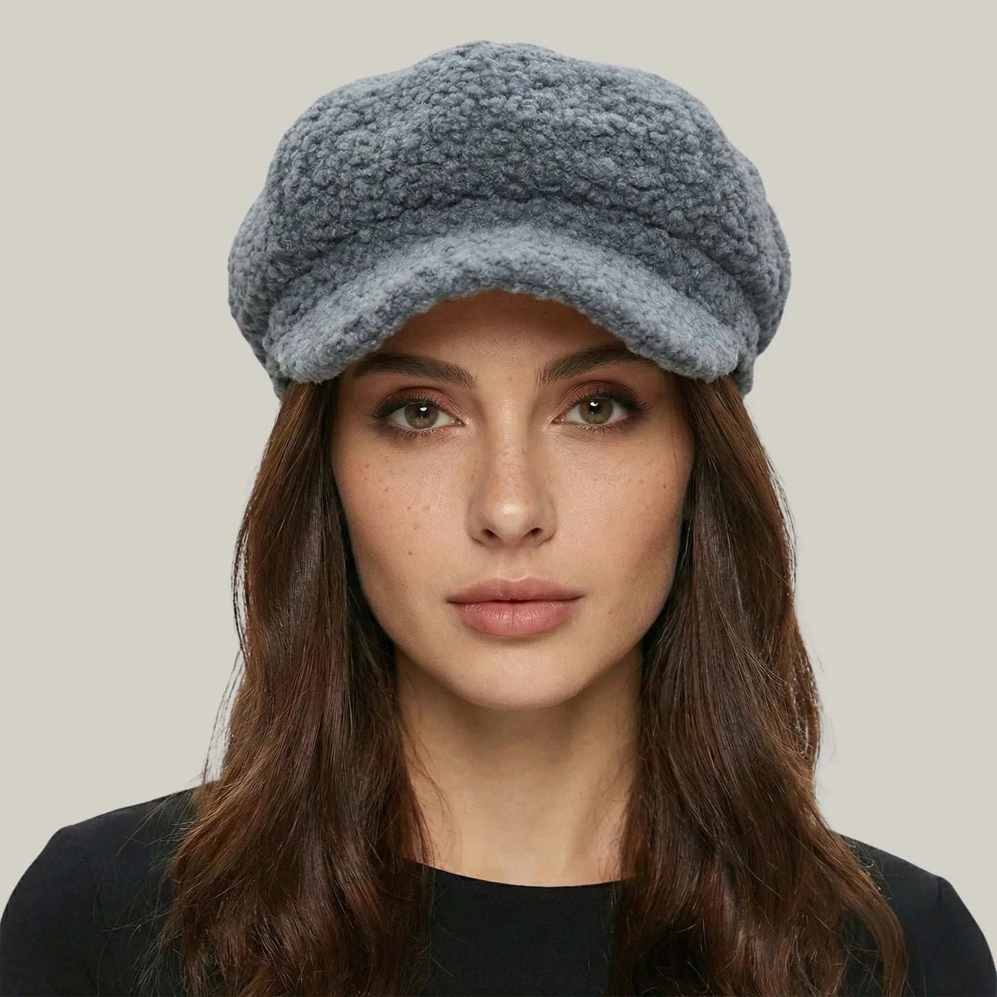 Béret Gavroche Femme Sherpa Gris Ardoise Moelleux Maison Shelby