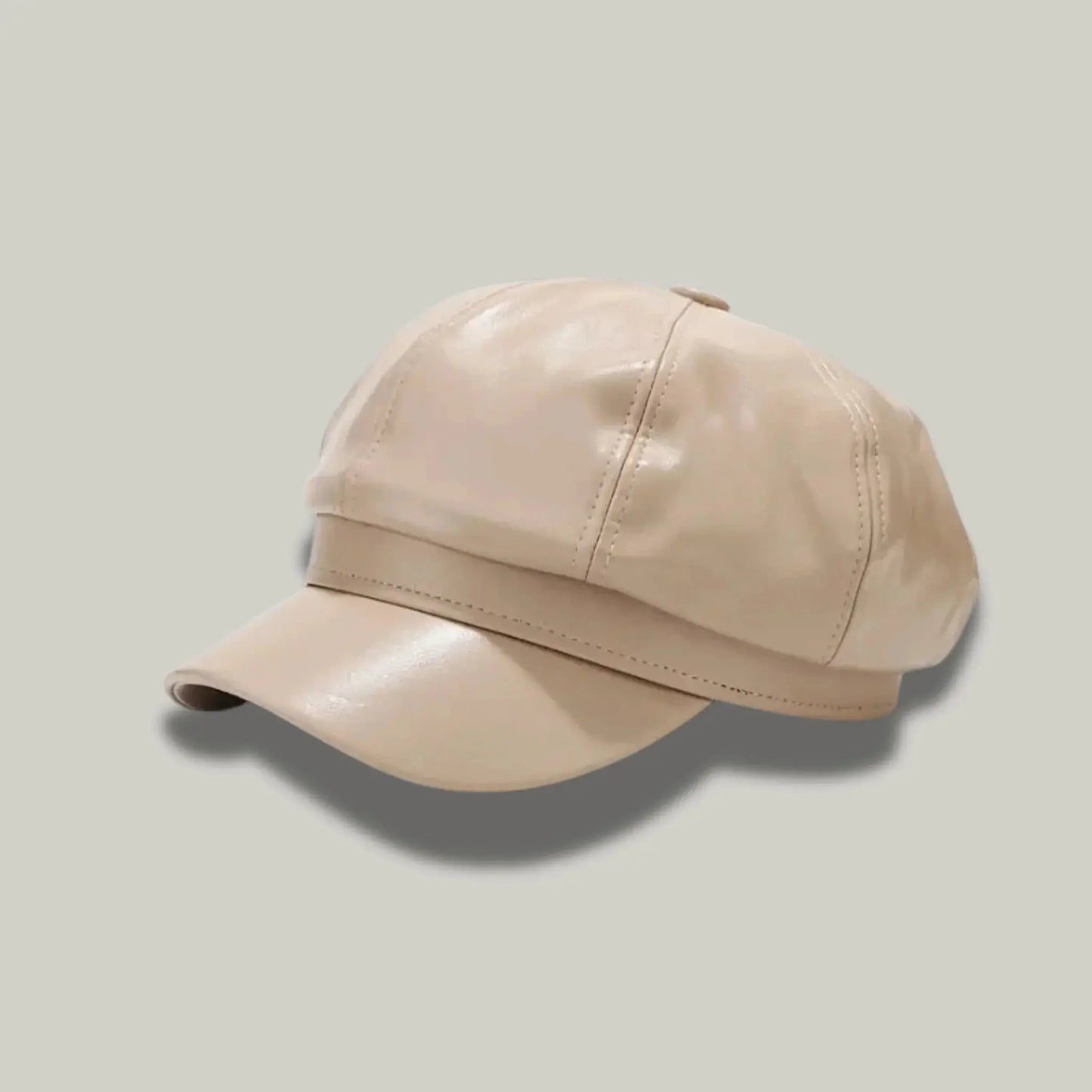 Béret Gavroche Femme Simili Cuir Beige Rosé Visière Maison Shelby