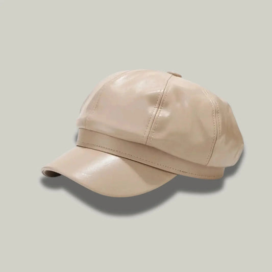 Béret Gavroche Femme Simili Cuir Beige Rosé Visière Maison Shelby