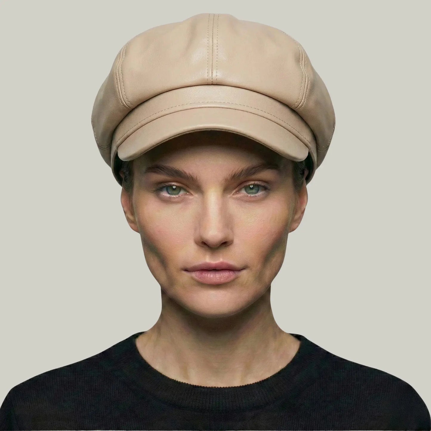 Béret Gavroche Femme Simili Cuir Beige Rosé Visière Maison Shelby