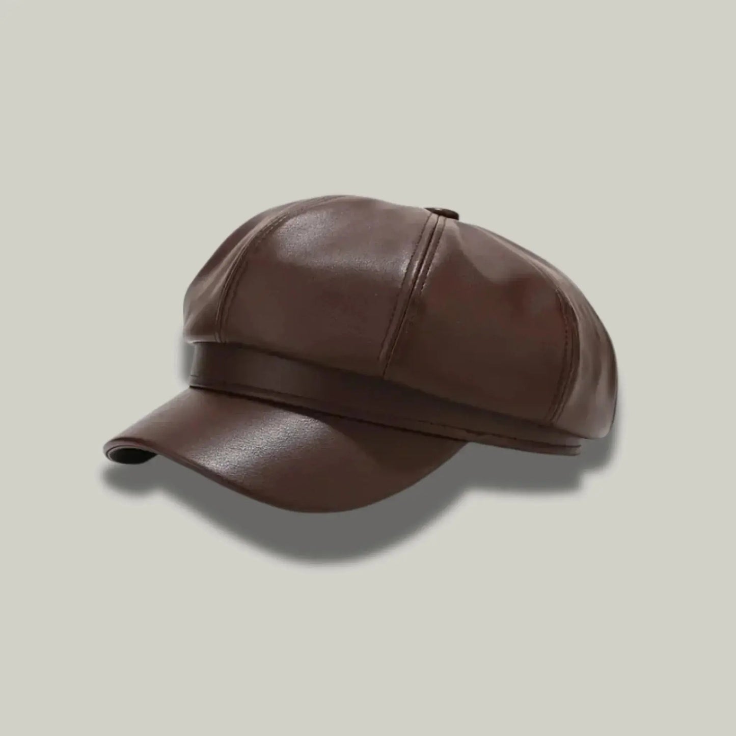 Béret Gavroche Femme Simili Cuir Caramel Brillant Maison Shelby