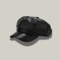 Béret Gavroche Femme Simili Cuir Noir Brillant