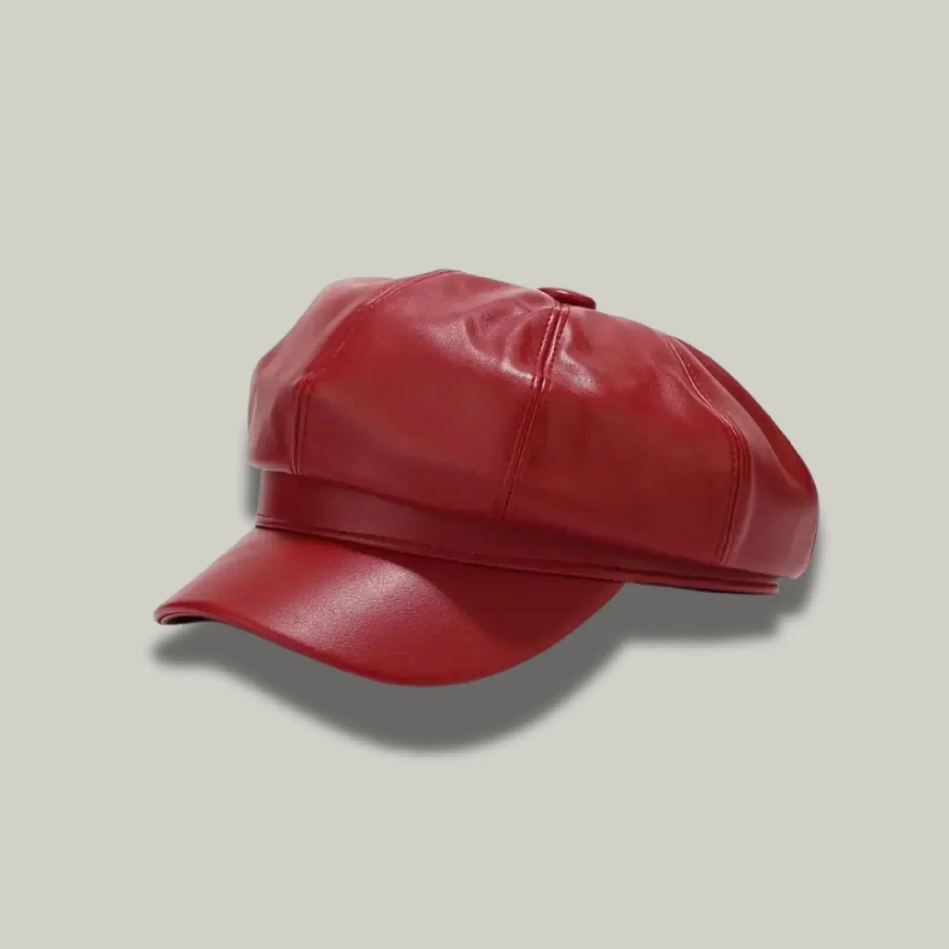 Béret Gavroche Femme Simili Cuir Rouge Vif Maison Shelby