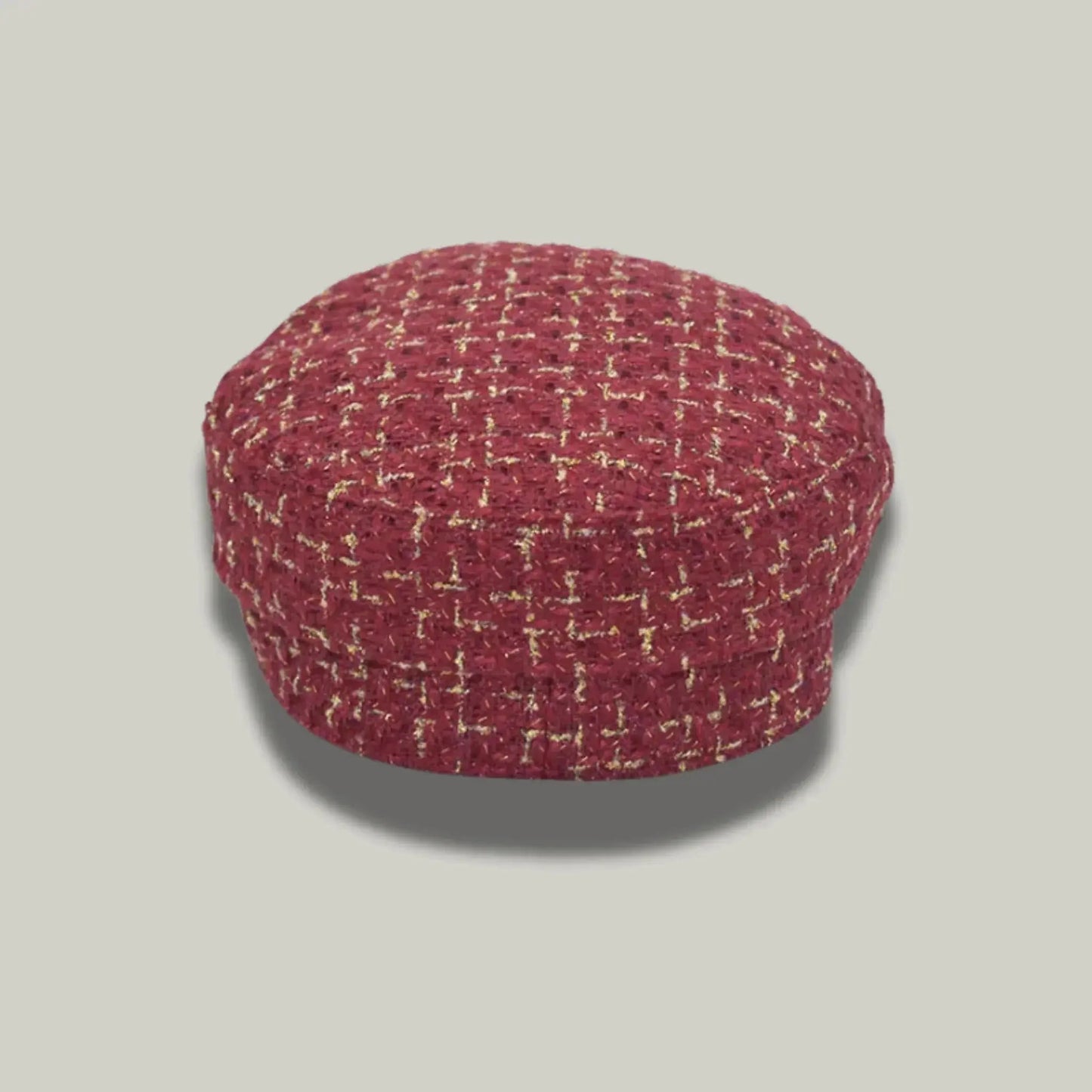 Béret Gavroche Femme Tweed Bordeaux Chaîne Dorée Maison Shelby