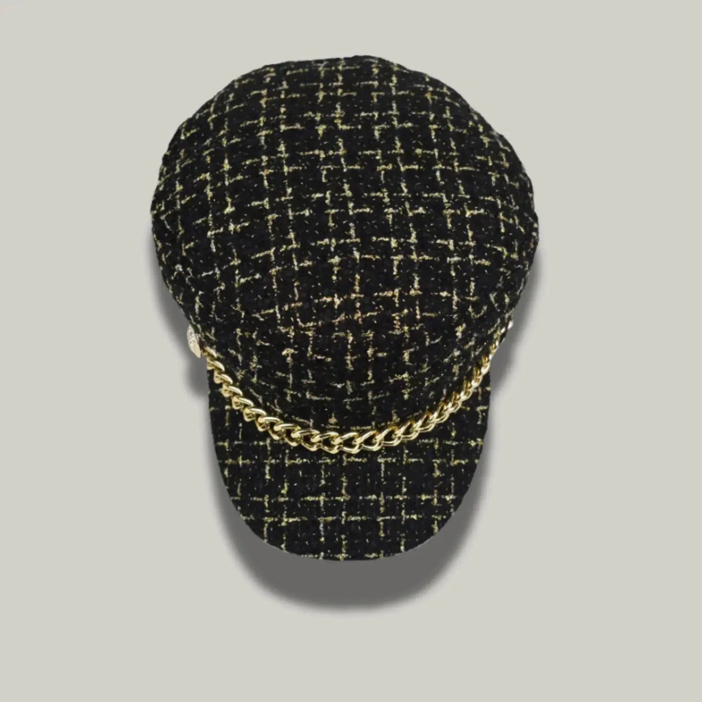 Béret Gavroche Femme Tweed Bordeaux Chaîne Dorée Maison Shelby