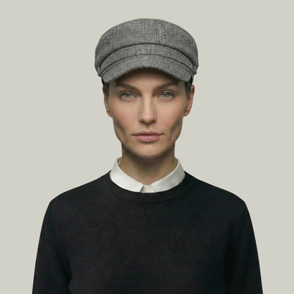 Béret Gavroche Femme Tweed Gris Chiné Structuré Maison Shelby