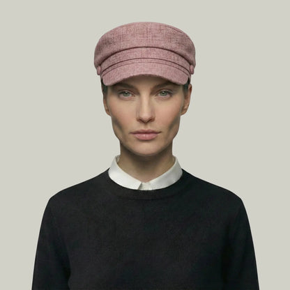Béret Gavroche Femme Tweed Rose Poudré Bouton Maison Shelby