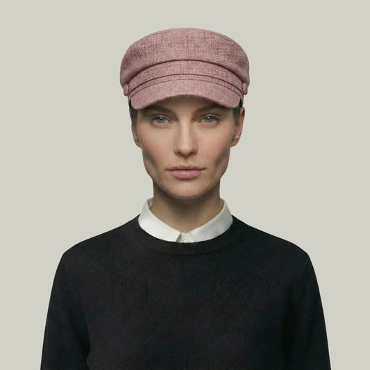 Béret Gavroche Femme Tweed Rose Poudré Bouton Maison Shelby