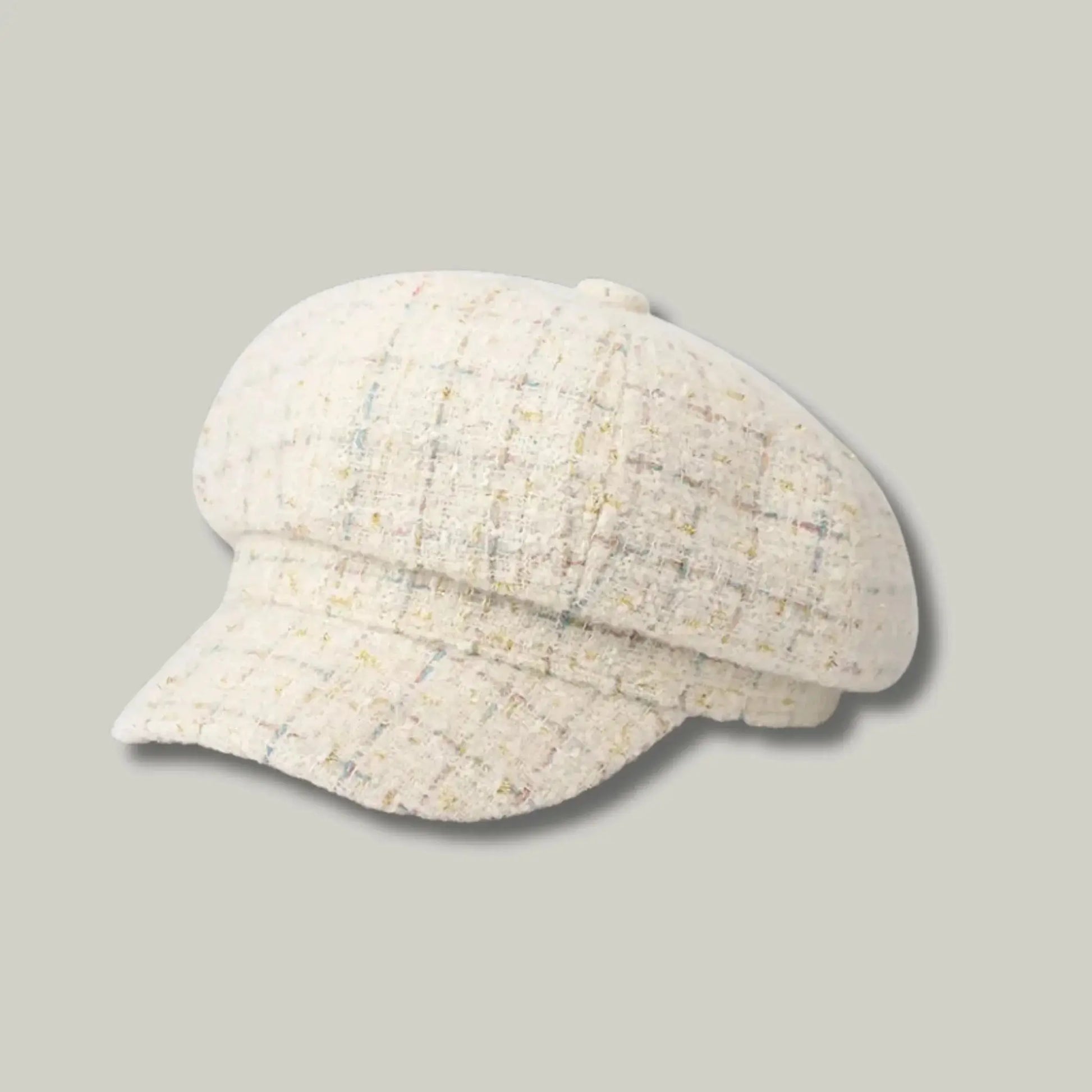 Béret Gavroche Femme Tweed Écru Carreaux Pastel Maison Shelby