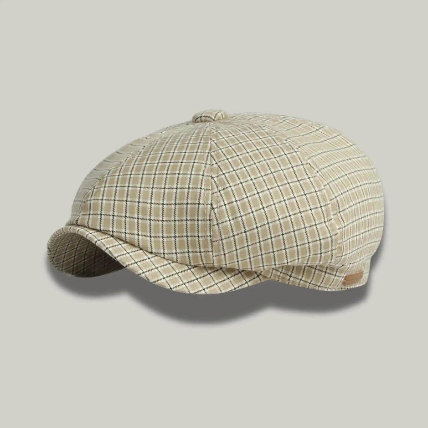 Béret Gavroche Homme Carreaux Beige et Vert Maison Shelby