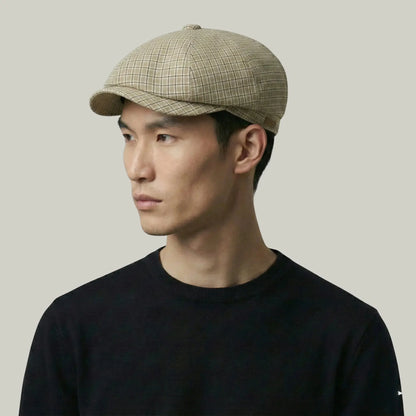 Béret Gavroche Homme Carreaux Beige et Vert Maison Shelby