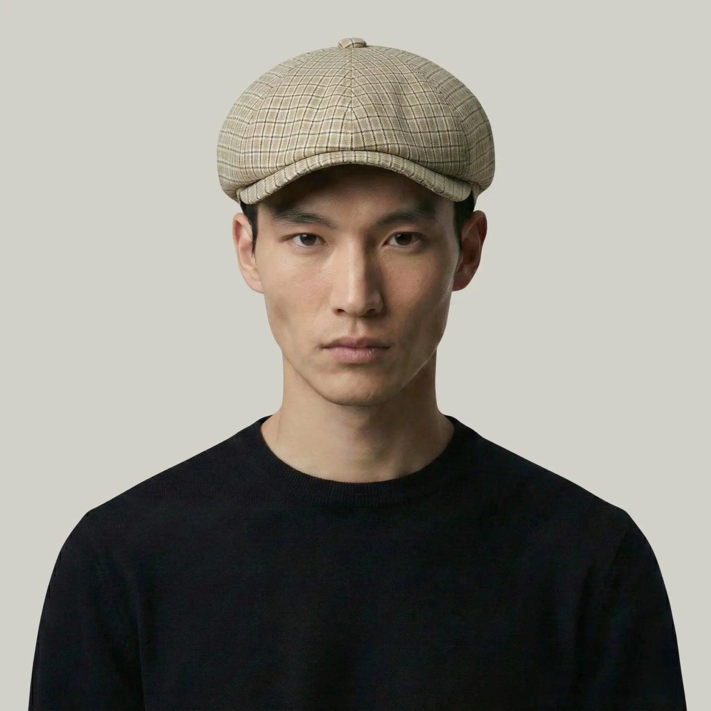 Béret Gavroche Homme Carreaux Beige et Vert Maison Shelby