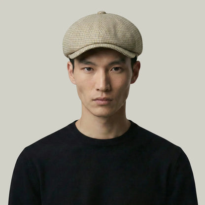Béret Gavroche Homme Carreaux Beige et Vert Maison Shelby