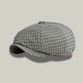 Béret Gavroche Homme Carreaux Gris Clair