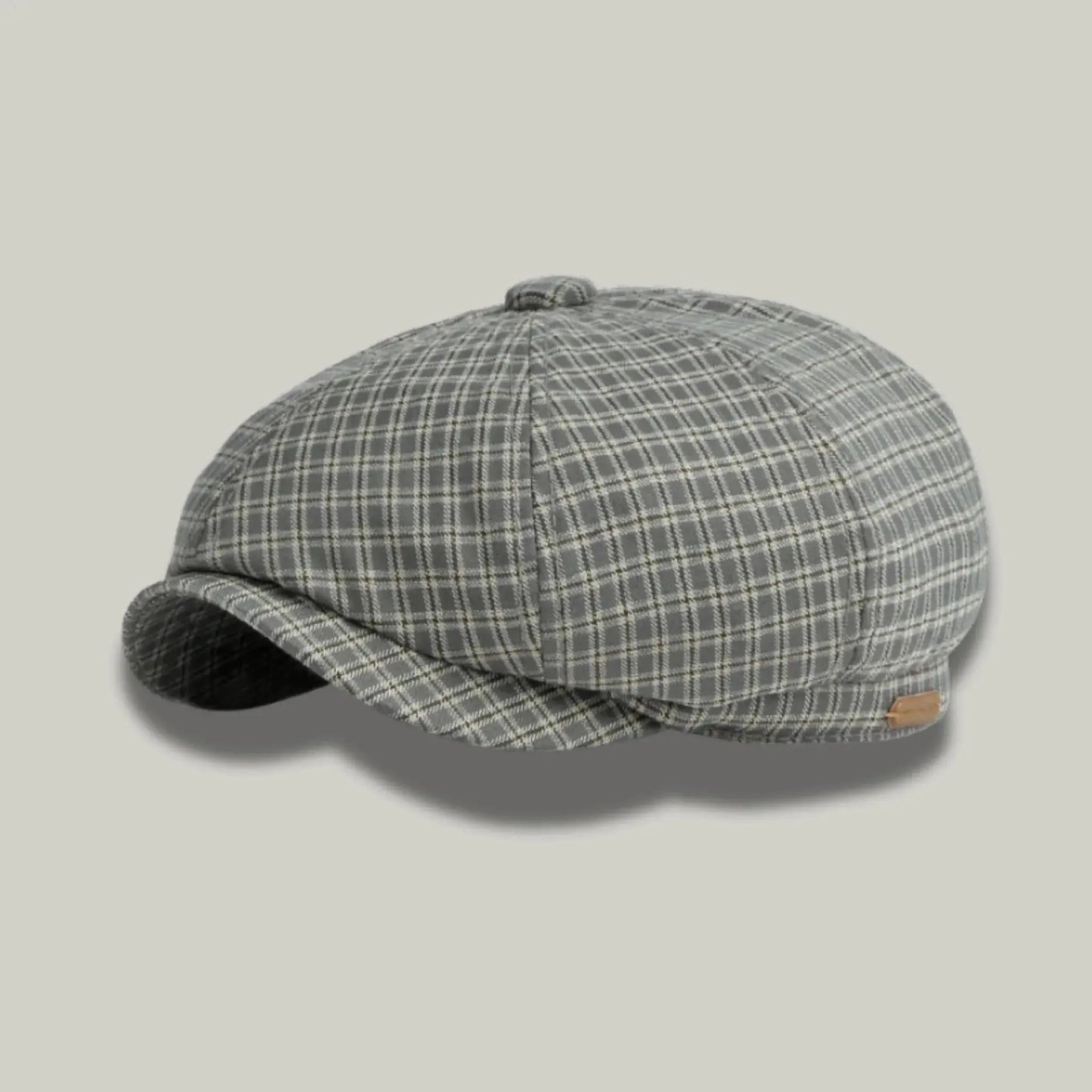 Béret Gavroche Homme Carreaux Gris Clair Maison Shelby
