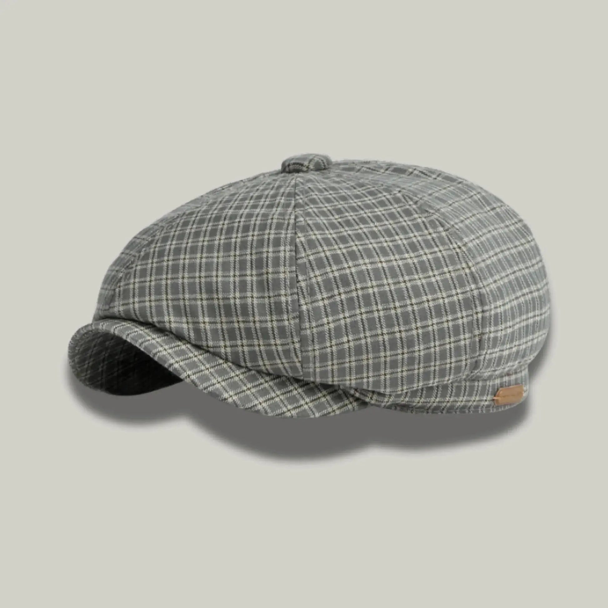 Béret Gavroche Homme Carreaux Gris Clair Maison Shelby