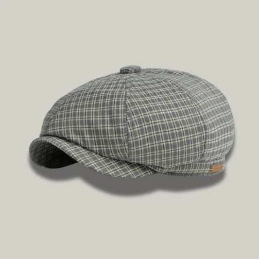 Béret Gavroche Homme Carreaux Gris Clair Maison Shelby