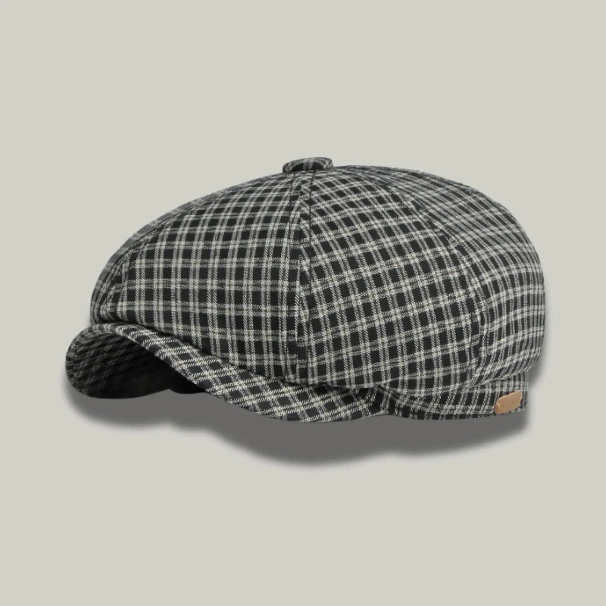 Béret Gavroche Homme Carreaux Gris et Noir Maison Shelby