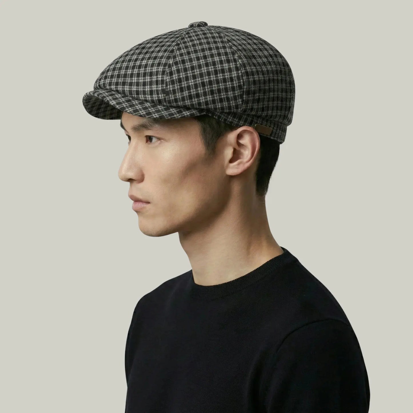 Béret Gavroche Homme Carreaux Gris et Noir Maison Shelby
