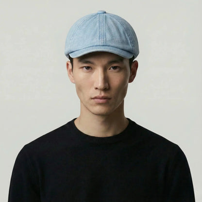 Béret Gavroche Homme Denim Bleu Délavé Maison Shelby