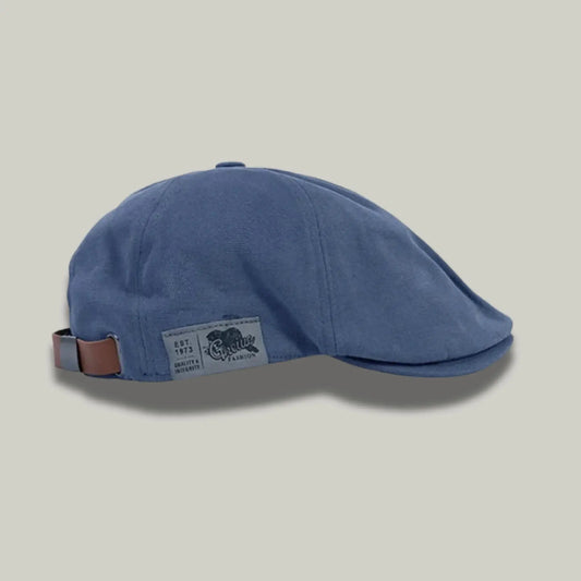 Béret Gavroche Homme Femme Bleu Ardoise Patch Cuir Maison Shelby