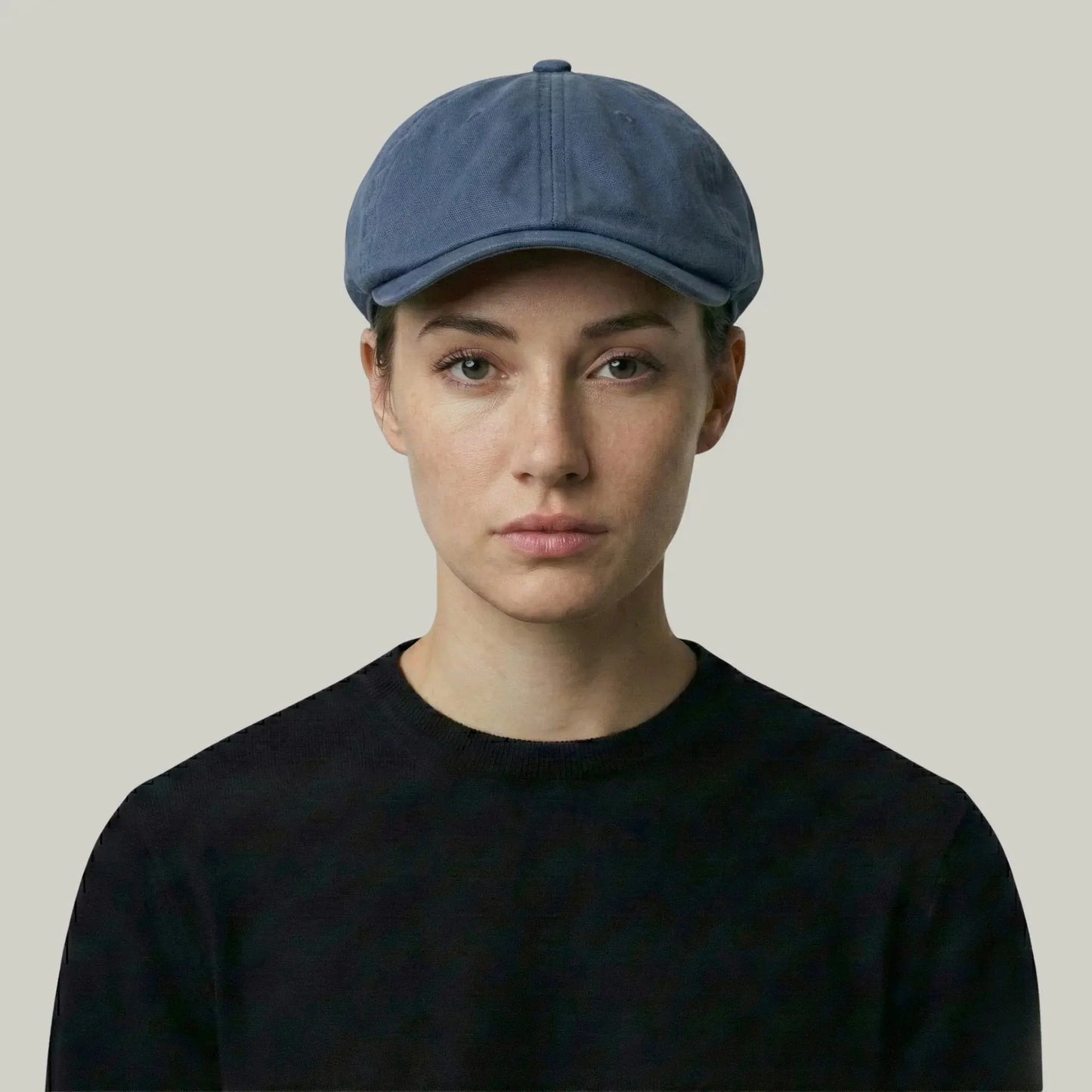Béret Gavroche Homme Femme Bleu Ardoise Patch Cuir Maison Shelby