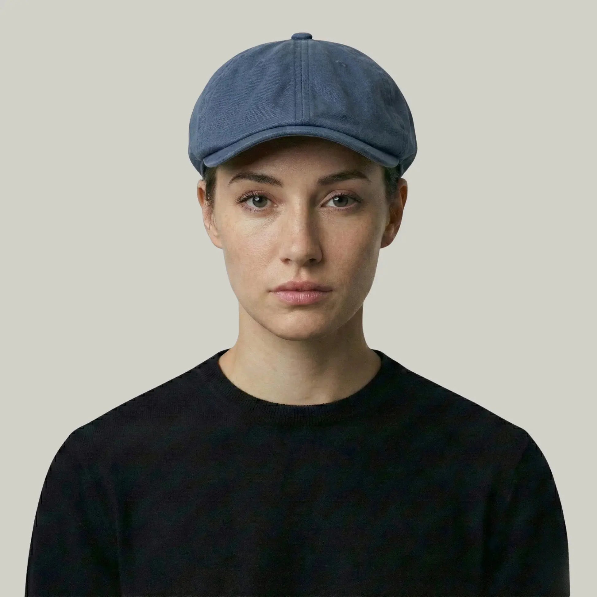 Béret Gavroche Homme Femme Bleu Ardoise Patch Cuir Maison Shelby