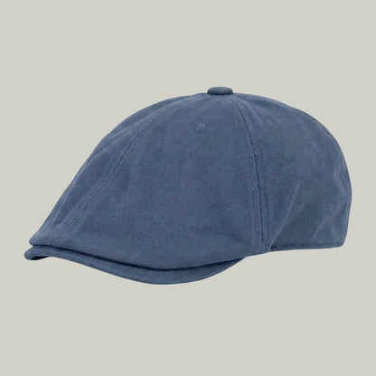 Béret Gavroche Homme Femme Bleu Ardoise Patch Cuir Maison Shelby