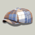 Béret Gavroche Homme Femme Carreaux Bleu Camel Vintage