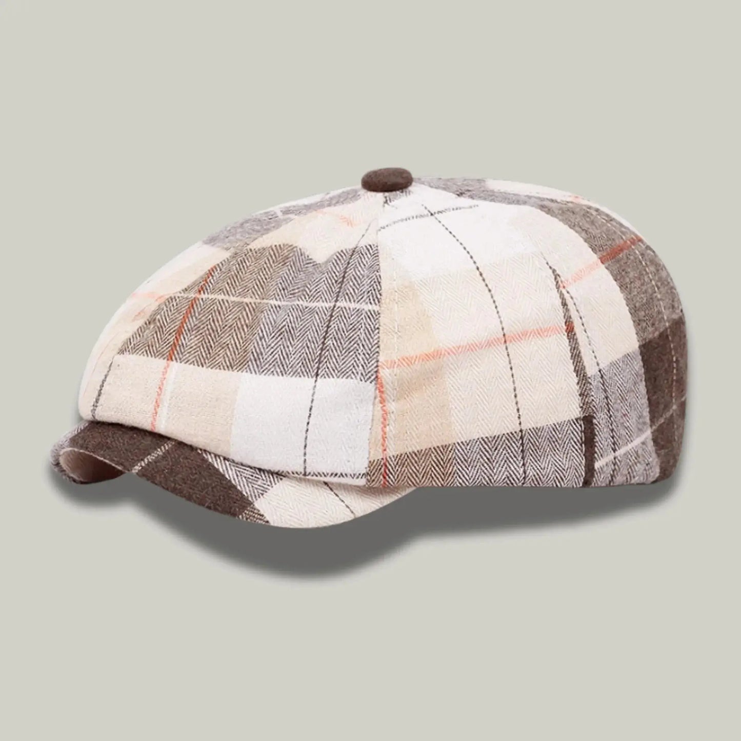 Béret Gavroche Homme Femme Carreaux Rose Beige Taupe Vintage Maison Shelby