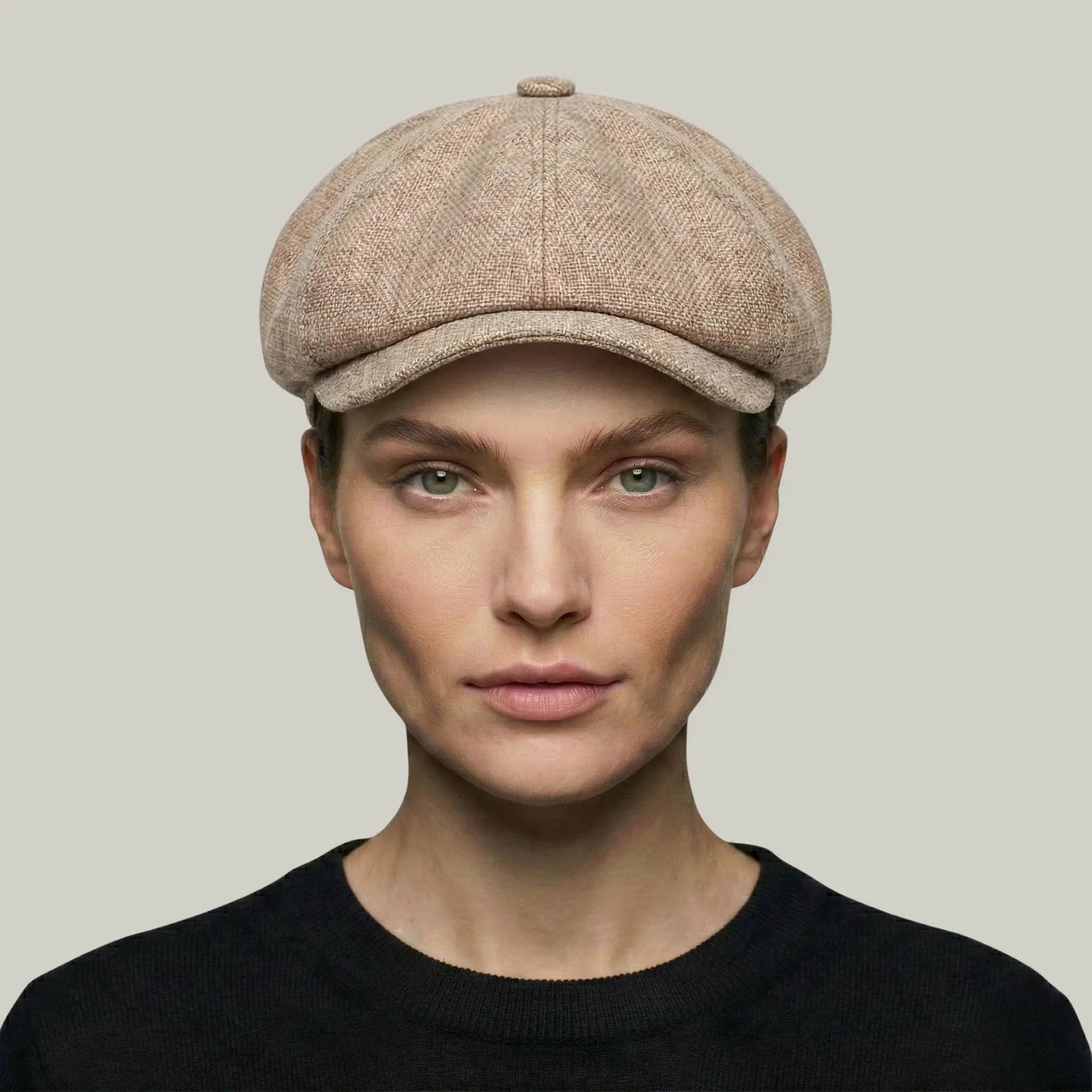 Béret Gavroche Homme Femme Lin Beige Naturel Chiné Maison Shelby