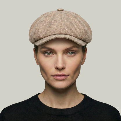 Béret Gavroche Homme Femme Lin Beige Naturel Chiné Maison Shelby
