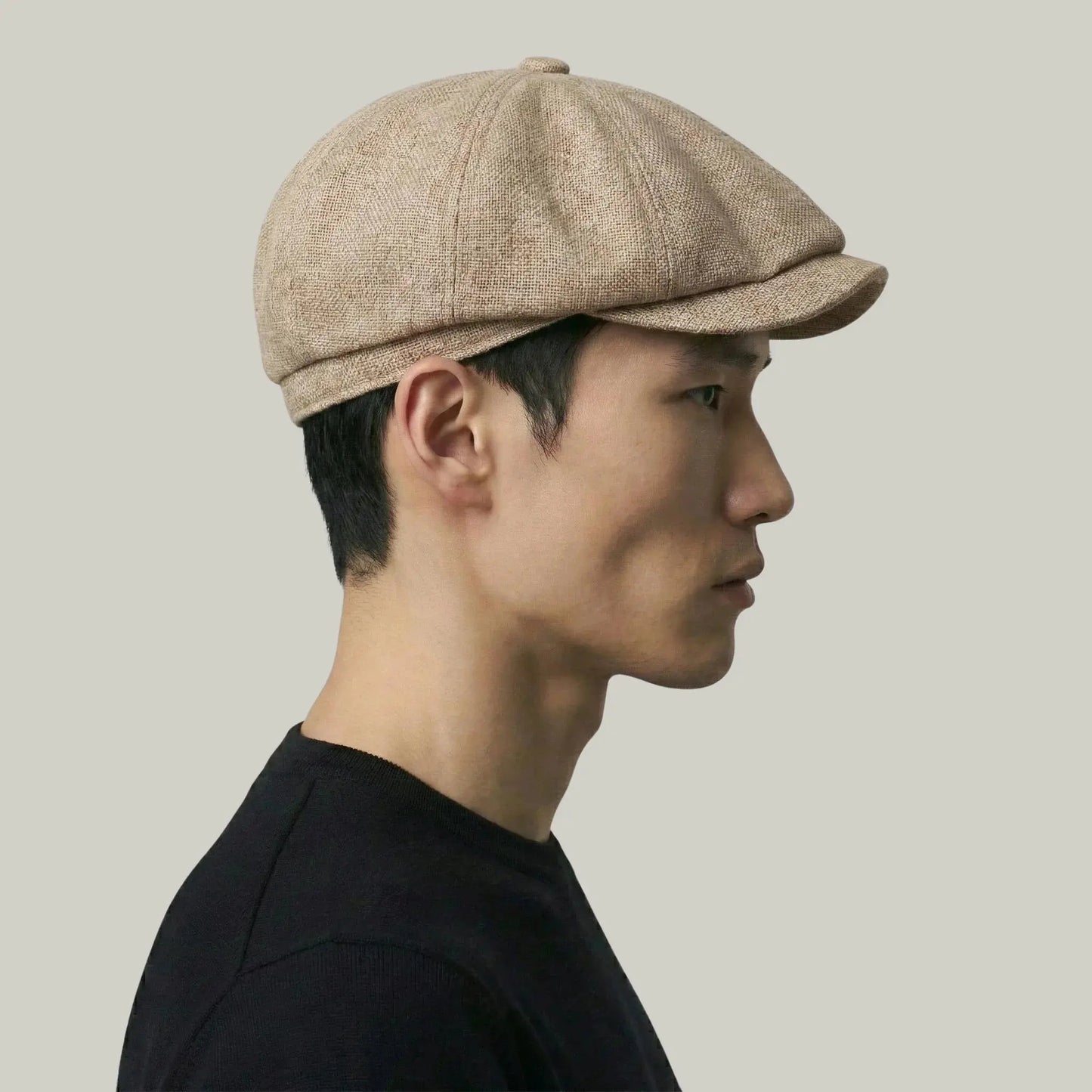 Béret Gavroche Homme Femme Lin Beige Naturel Chiné Maison Shelby