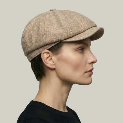Béret Gavroche Homme Femme Lin Beige Naturel Chiné Maison Shelby