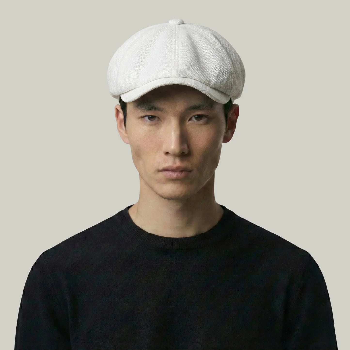 Béret Gavroche Homme Femme Lin Blanc Cassé Uni Maison Shelby