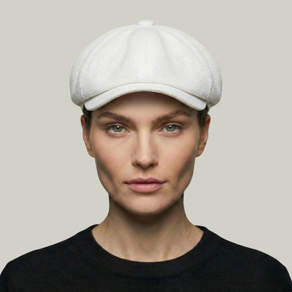 Béret Gavroche Homme Femme Lin Blanc Cassé Uni Maison Shelby