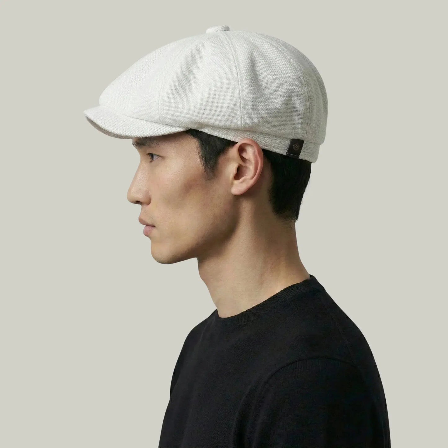 Béret Gavroche Homme Femme Lin Blanc Cassé Uni Maison Shelby