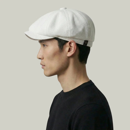 Béret Gavroche Homme Femme Lin Blanc Cassé Uni Maison Shelby