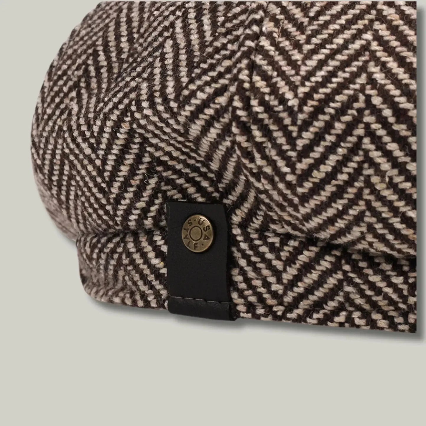 Béret Gavroche Homme Femme Tweed Chevron Gris Maison Shelby