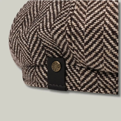 Béret Gavroche Homme Femme Tweed Chevron Gris Maison Shelby