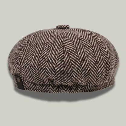 Béret Gavroche Homme Femme Tweed Chevron Gris Maison Shelby