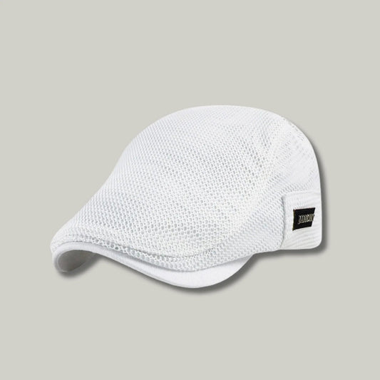 Béret Homme Blanc Maille Ajourée – Étiquette Tissée Été