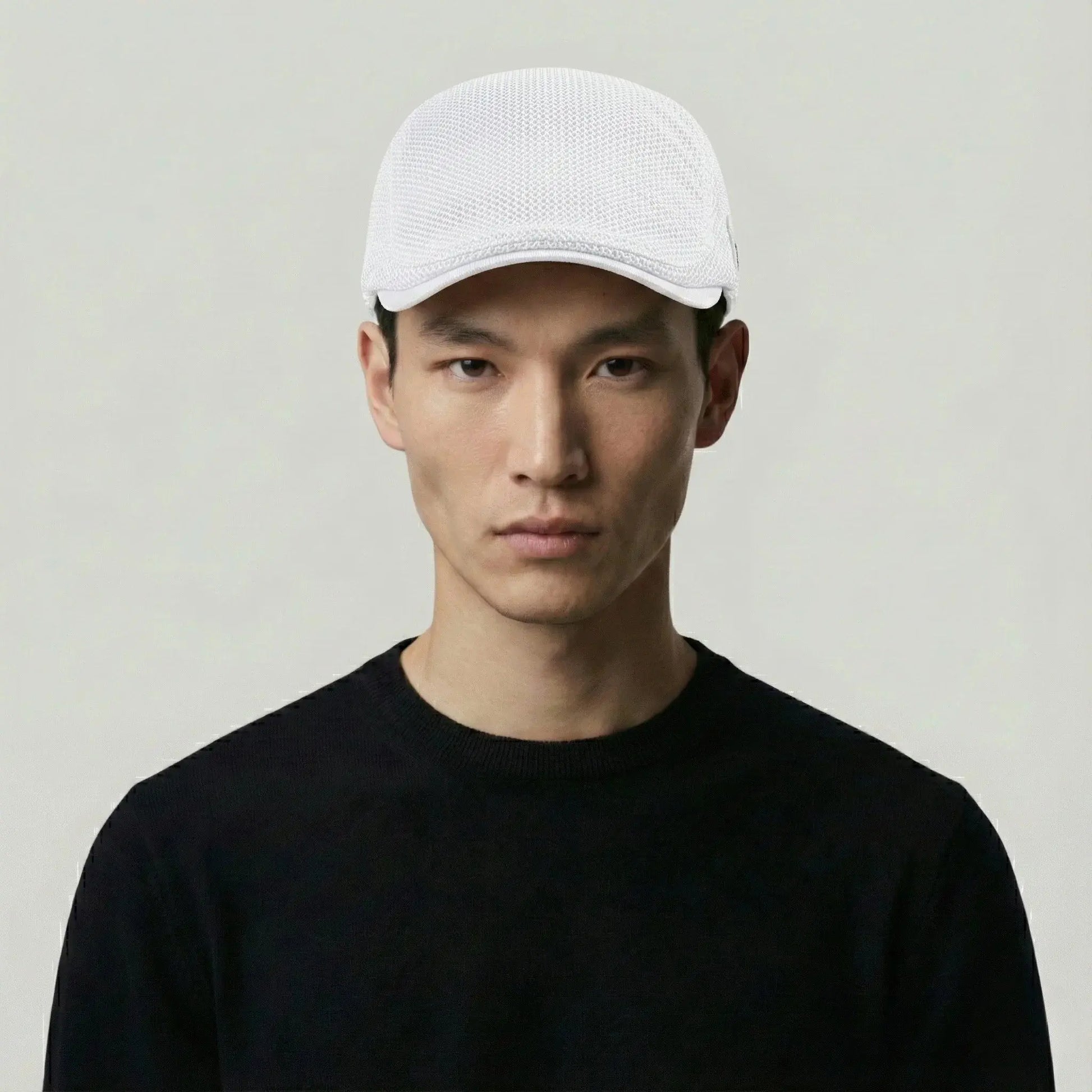 Béret Homme Blanc Maille Ajourée – Étiquette Tissée Été Maison Shelby