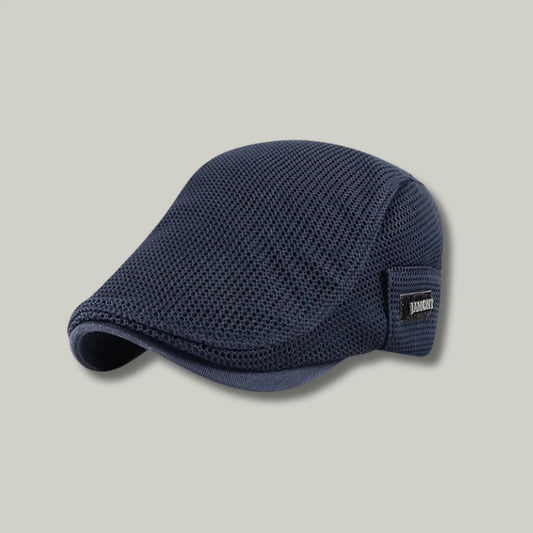 Béret Homme Bleu Marine Maille Ajourée – Étiquette Tissée Été
