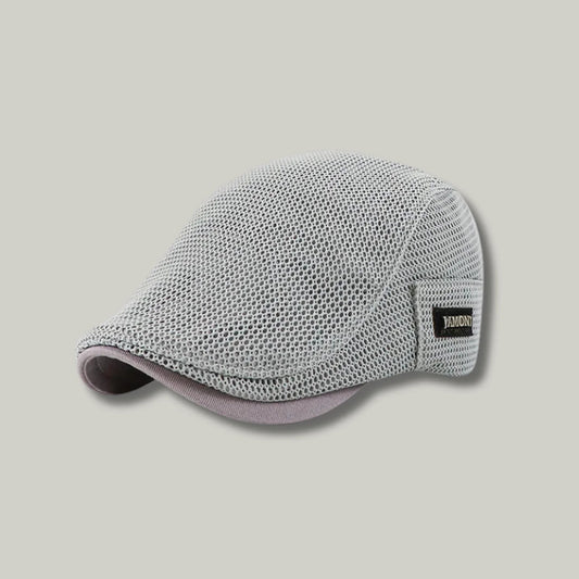 Béret Homme Gris Clair Maille Tricot – Étiquette Tissée Latérale