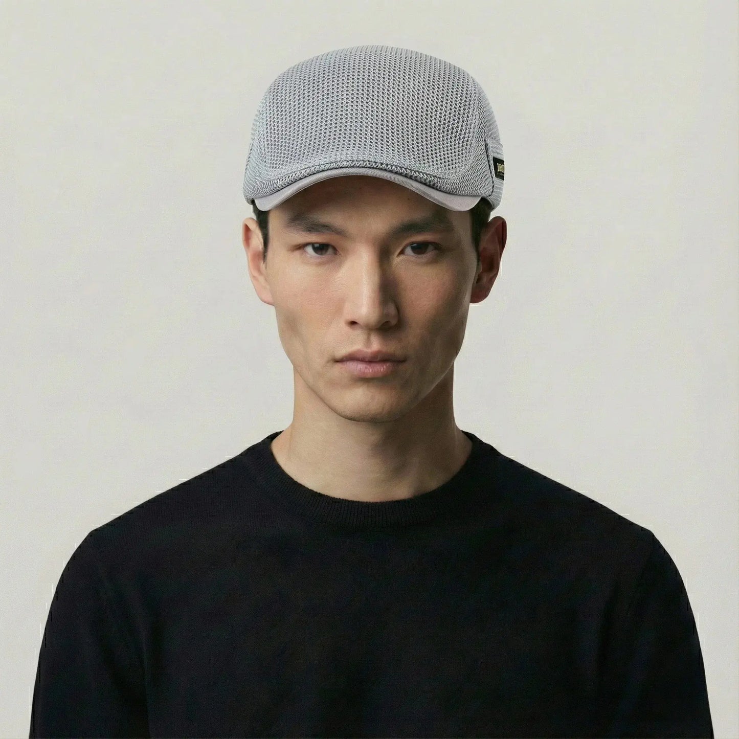 Béret Homme Gris Clair Maille Tricot – Étiquette Tissée Latérale Maison Shelby
